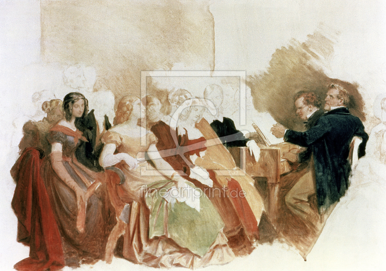 Bild-Nr.: 31001512 Study for An Evening at Baron von Spaun's: Schubert at the piano among his frien erstellt von Schwind, Moritz Ludwig von