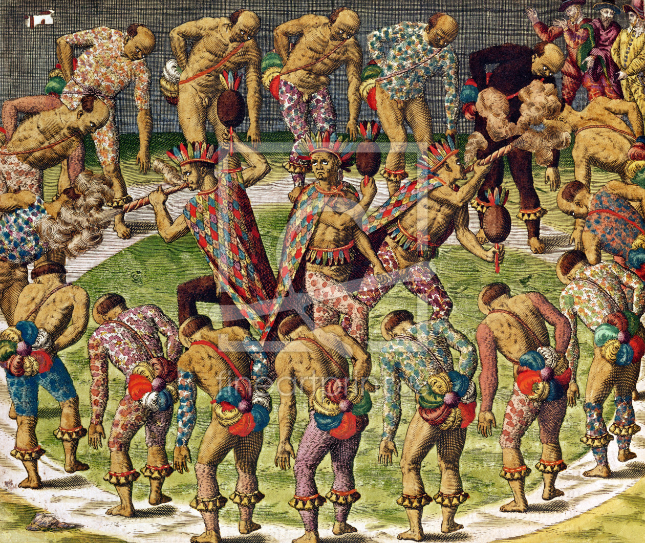 Bild-Nr.: 31001682 A Barbarian Celebration, from 'Navigatio in Brasiliam Americae' erstellt von Bry, Theodore de
