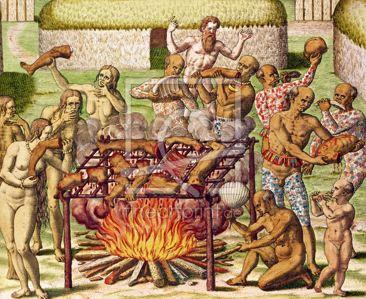Bild-Nr.: 31001684 Scene of cannibalism, from 'Americae Tertia Pars...', 1592 erstellt von Bry, Theodore de