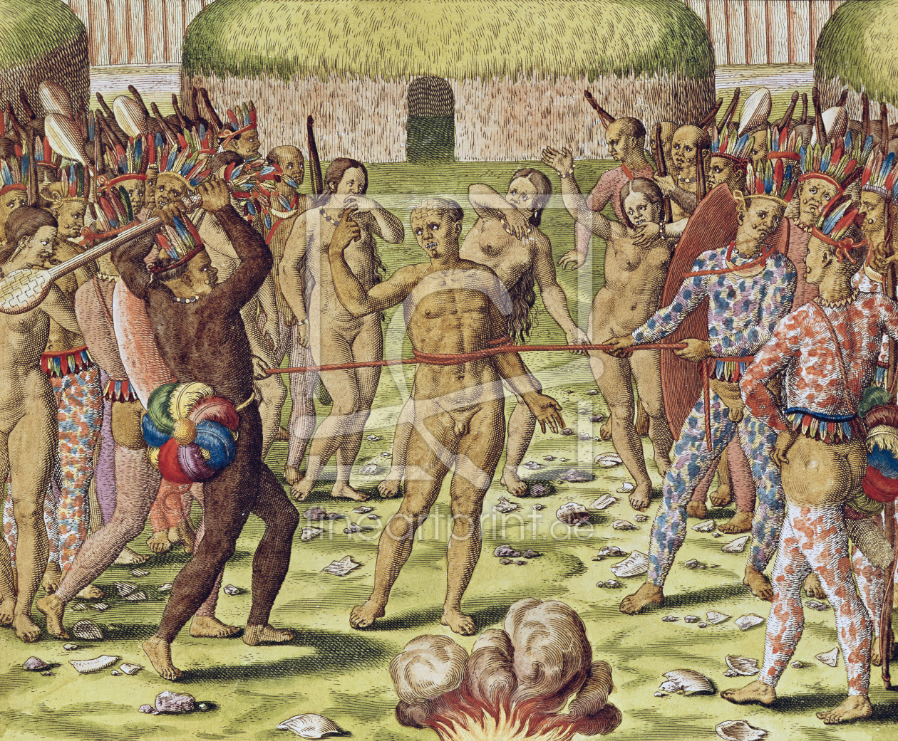 Bild-Nr.: 31001685 The Execution of an Enemy by the Topinambous Indians, 1562 erstellt von Bry, Theodore de