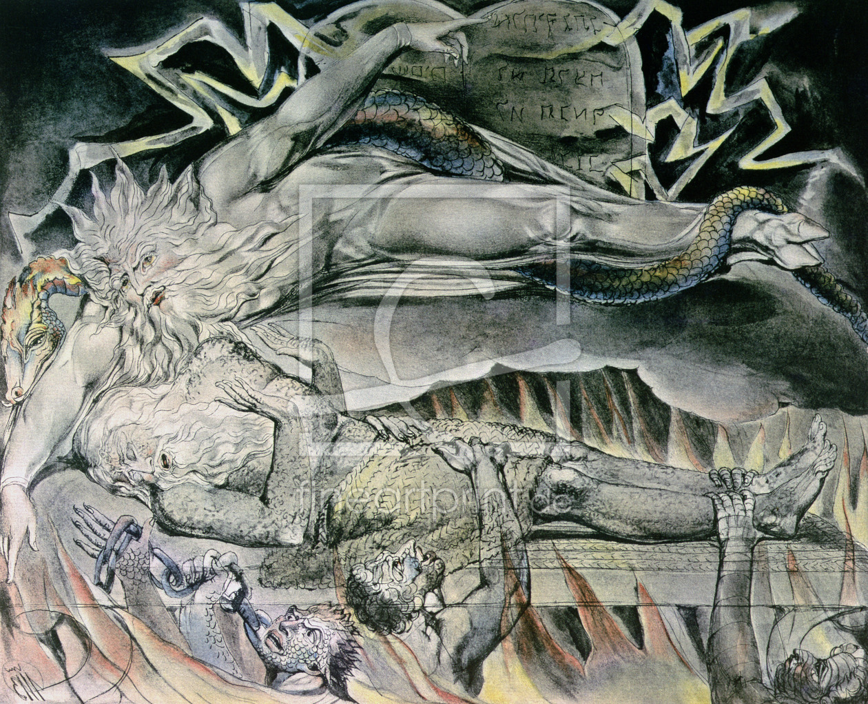 Bild-Nr.: 31001752 Illustrations of the Book of Job; Job's Evil Dreams, showing Job's God, who has  erstellt von Blake, William