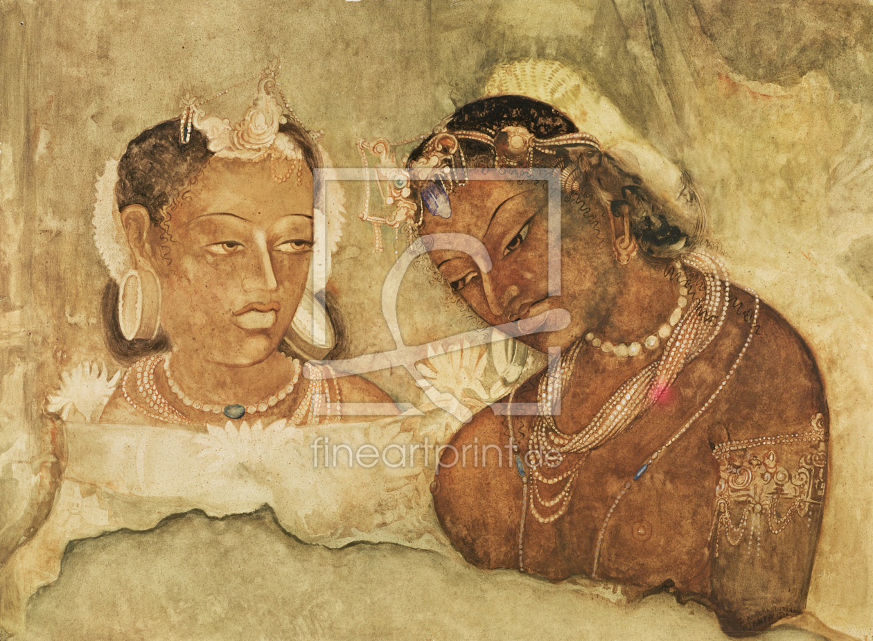 Bild-Nr.: 31001781 A Princess and her Servant, copy of a fresco from the Ajanta Caves, India erstellt von Anonyme Künstler