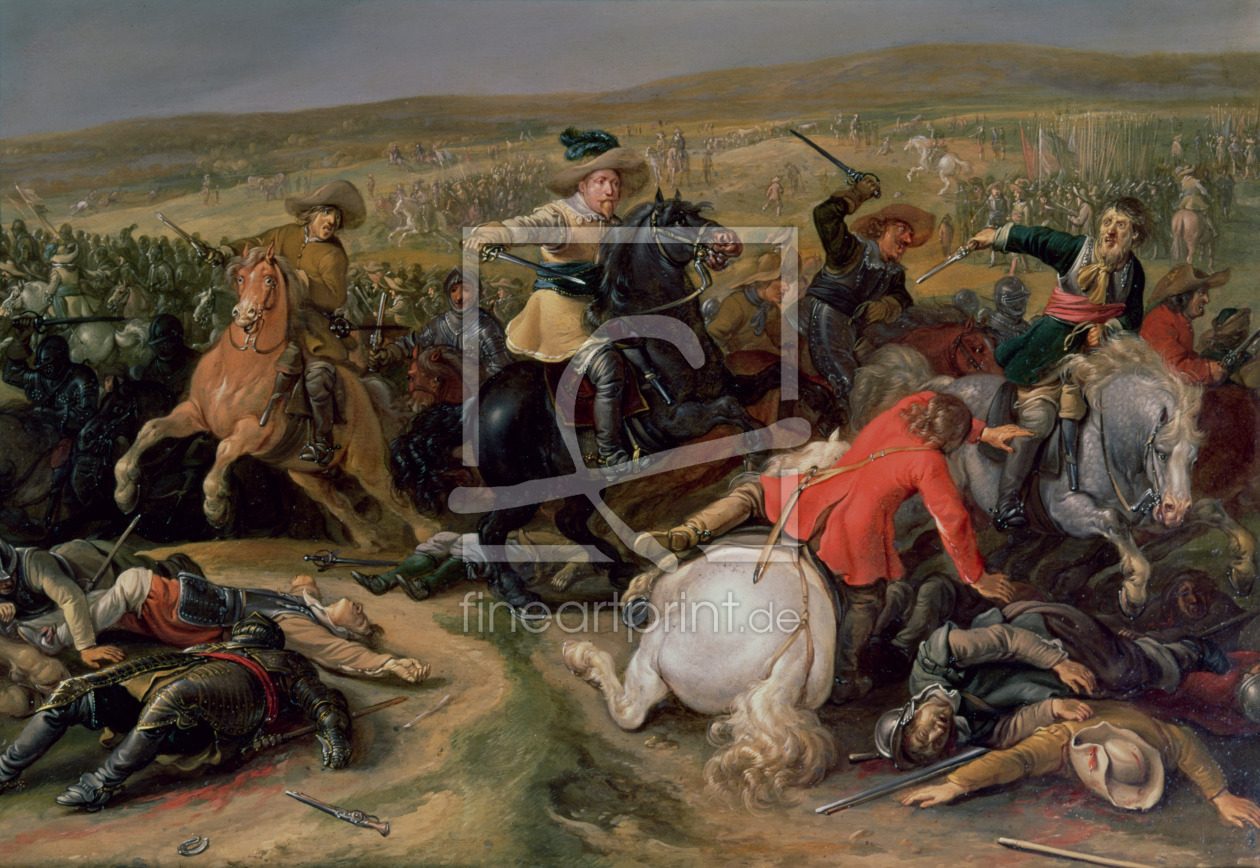 Bild-Nr.: 31001806 Gustavus II Adolphus, King of Sweden leading a cavalry charge at the Battle of L erstellt von Anonyme Künstler