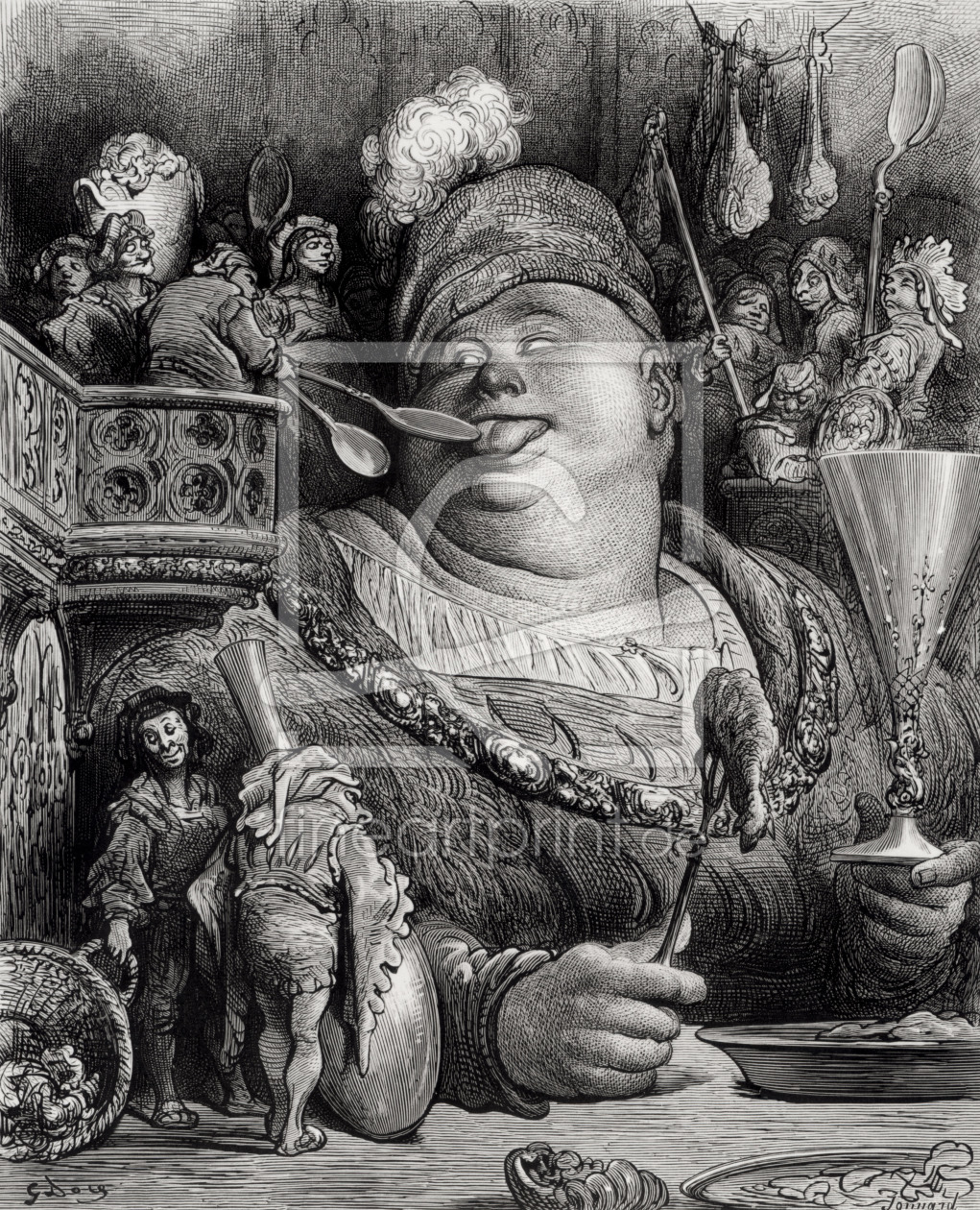 Bild-Nr.: 31002090 Pantagruel's meal, from 'Pantagruel' by Francois Rabelais engraved by Paul Jonna erstellt von Dore, Gustave