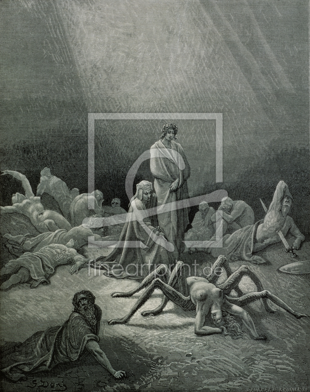 Bild-Nr.: 31002093 Virgil and Dante looking at the spider woman, illustration from 'The Divine Come erstellt von Dore, Gustave
