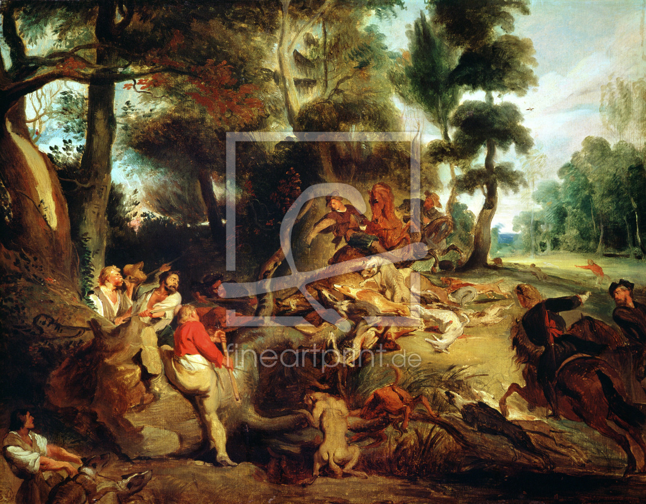 Bild-Nr.: 31002153 The Wild Boar Hunt, after a painting by Rubens, c.1840-50 erstellt von Delacroix, Ferdinand Victor Eugene