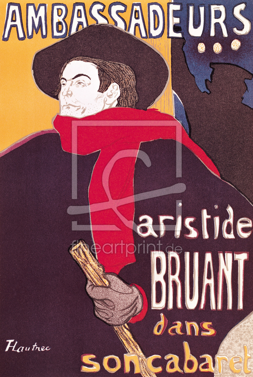 Bild-Nr.: 31002336 Poster advertising Aristide Bruant in his cabaret at the Ambassadeurs, 1892 erstellt von Toulouse-Lautrec, Henri de