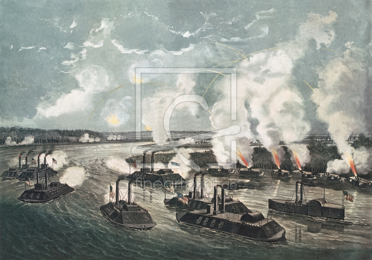 Bild-Nr.: 31002433 Bombardment and Capture of Island No.10 on the Mississippi River, 7th April 1862 erstellt von Currier, Nathaniel and Ives, J.M.