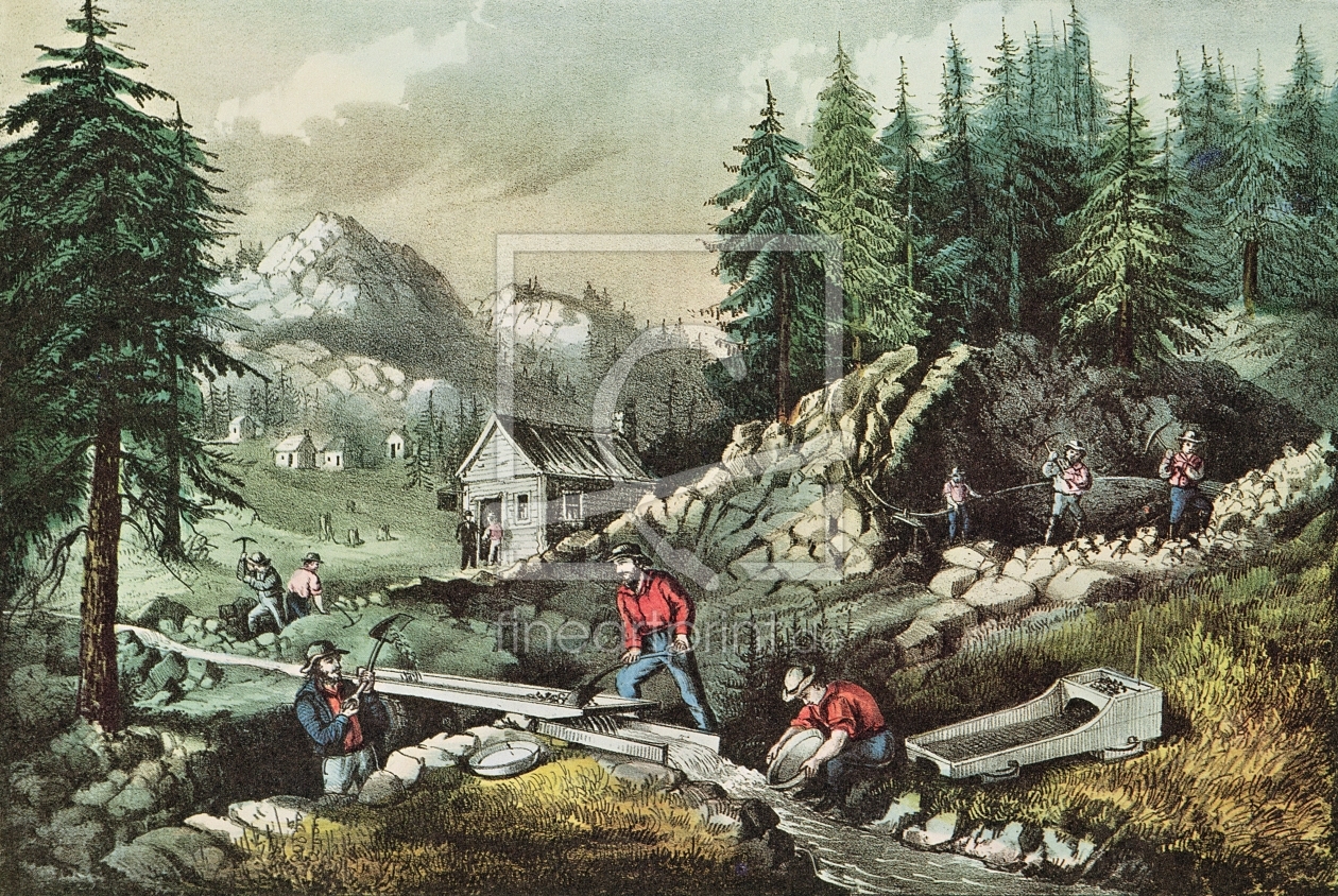 Bild-Nr.: 31002439 Goldmining in California, 1871 erstellt von Currier, Nathaniel and Ives, J.M.
