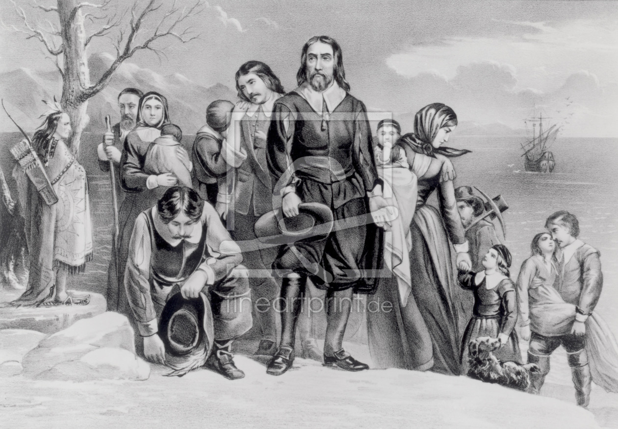 Bild-Nr.: 31002447 The Landing of the Pilgrims at Plymouth, Mass. Dec. 22nd, 1620, pub. 1876 erstellt von Currier, Nathaniel and Ives, J.M.
