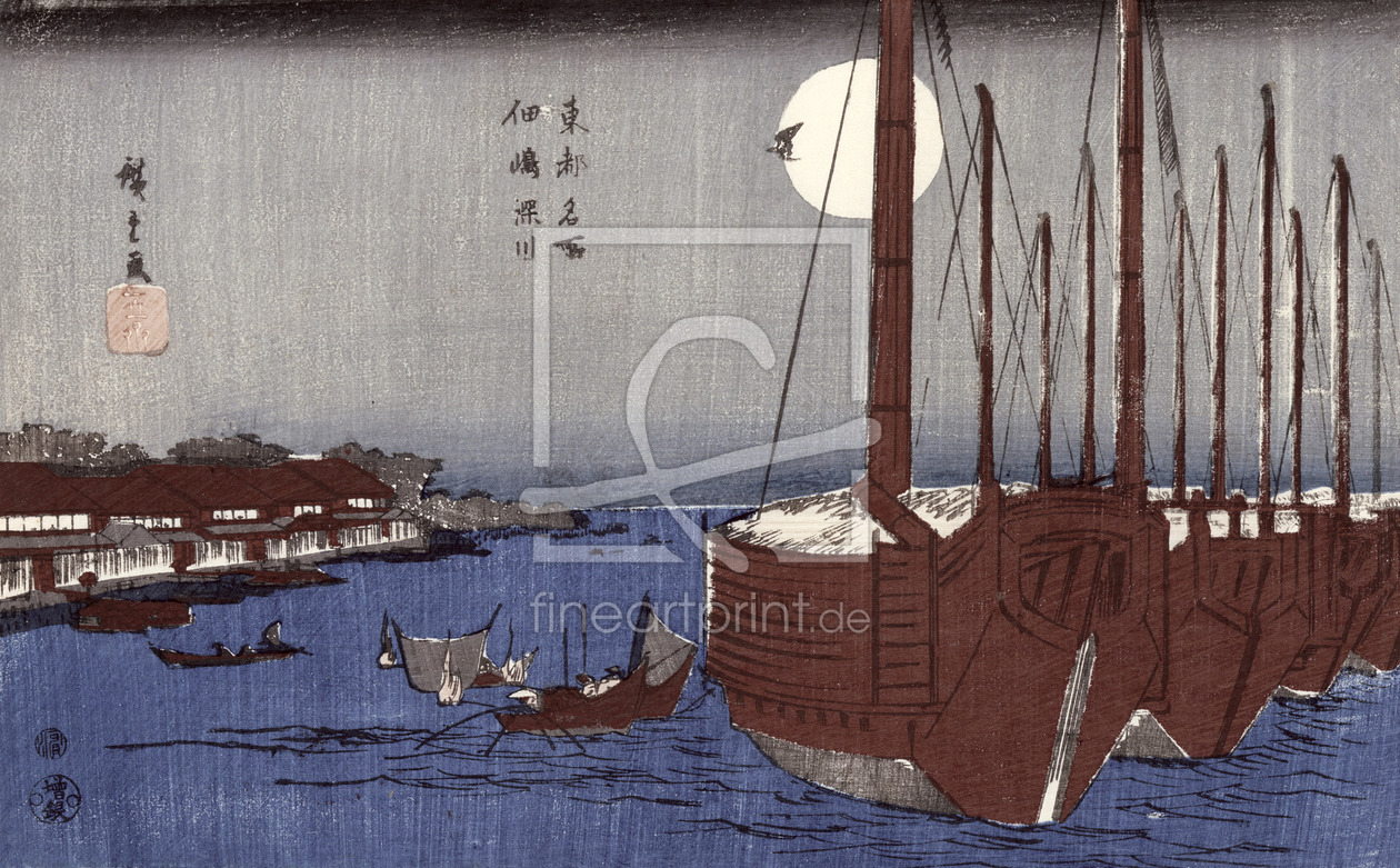 Bild-Nr.: 31002617 Tsukudajima island and the Fukagawa district under the full moon, from the serie erstellt von Hiroshige, Ando
