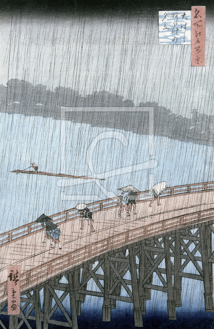 Bild-Nr.: 31002625 Sudden Shower over Shin-Ohashi Bridge and Atake , from the series 'Meisho Edo Hy erstellt von Hiroshige, Ando