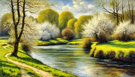 Flusslandschaft im Frühling KI/12870927