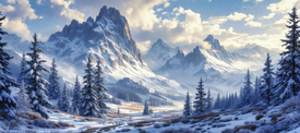 Winterlandschaft mit Gebirge KI/12926998