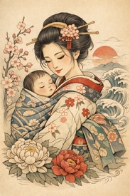 Frühlingsgeborgenheit im Ukiyo-e-Stil KI/12940808