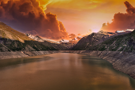 Sonnenuntergang über dem Mattmark Stausee/12949646