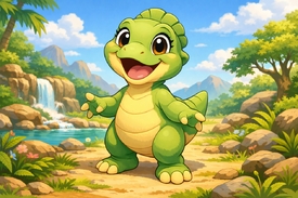 Kleiner fröhlicher Dinosaurier KI/12952337